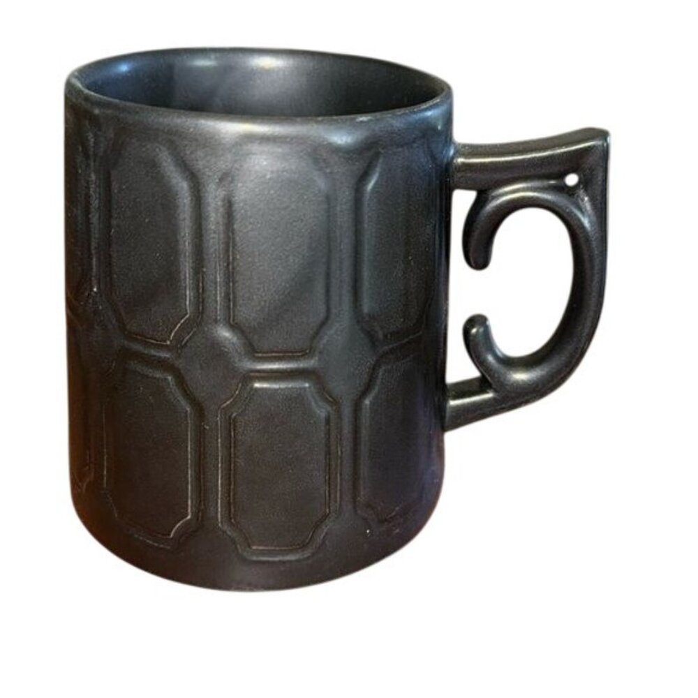 Black Ceramic Mug With Geometric Pattern